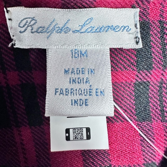 RALPH LAUREN Baby Girls Plaid Cotton Twill Shirtdress SIZE 18months - Picture 9 of 10